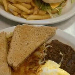 I was pretty hungry. Bacon cheeseburger &amp; steak n eggs