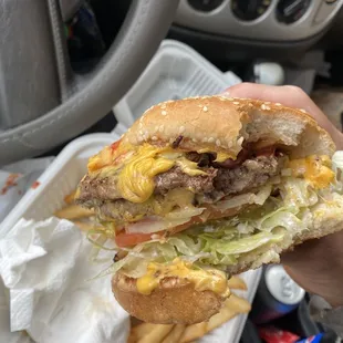 Double cheeseburger with fries