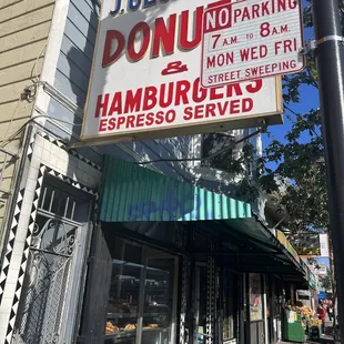 a sign for a donut shop