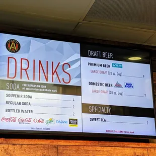 Jim &apos;N Nick&apos;s Bar-B-Q drink menu.