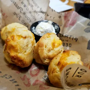 ws three scones with cheese on top