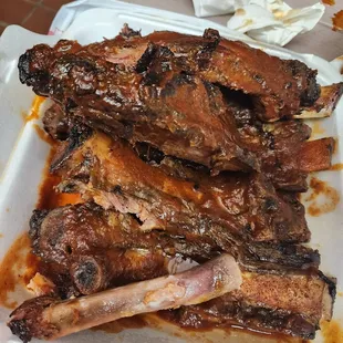 Spoiled beef ribs $35 in the trash.you can tell they're not smoked by the color and lack of flavor.