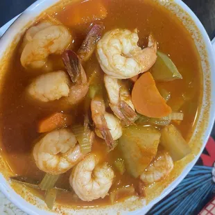 Caldo de camarón. It was delicious. Not on the menu. Had to ask the waitress for it as a friend recommended it.