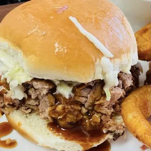 Pulled pork sandwich.