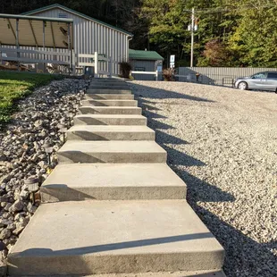 Steps up to the restaurant from the parking across the highway.  Nice touch.