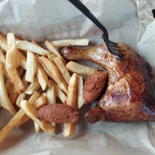 Kids meal, BBQ chicken and fries