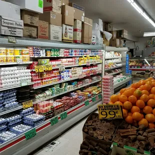 oranges, eggs, milk, and eggs