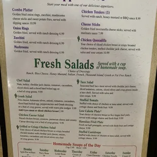 Menu as of 5/7/2021