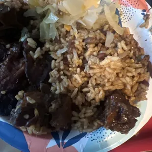 OX Tail Rice and Peas Steamed Cabbage