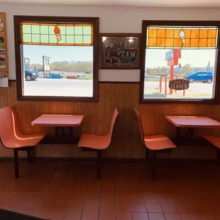 Front windows in dining area