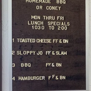 Weekly lunch specials!