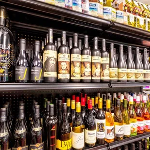 bottles of wine on shelves
