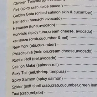 Menu lies