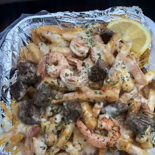 Shrimp and steak fries