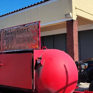 When you&apos;re checking in for Southern BBQ and see this lovely smoker right outside...
