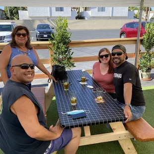 Fun locals enjoying the new patio on a Saturday.