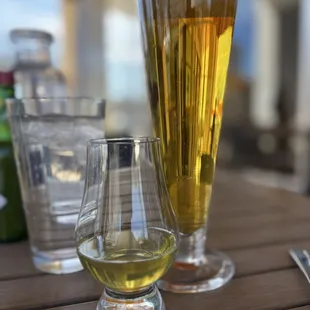 Green tea shot and Sapporo beer