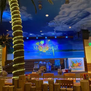 the stage and palm trees