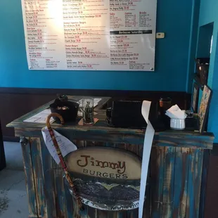 the menu on the wall