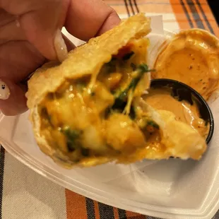 Inside of shrimp empanada