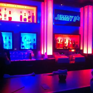 a bar with neon lights
