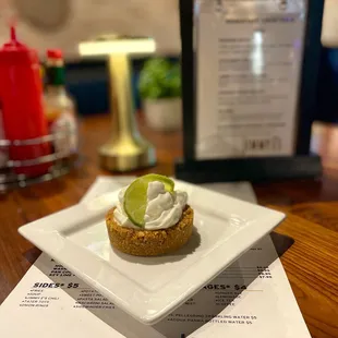 a lime tart on a plate