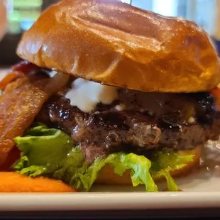 A Delicious Bacon &amp; Blue (medium rare).