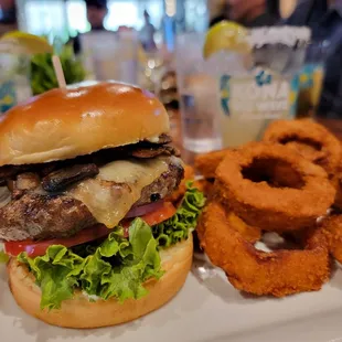 Mushroom n' Swiss + Onion Rings!
