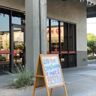 Sign outside the business.