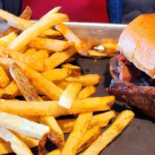 Brisket sandwich with fries