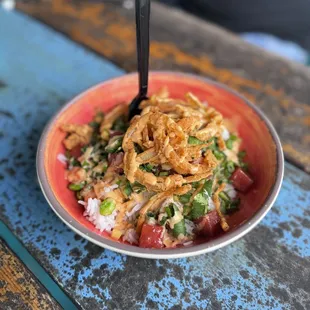 a bowl of food on a table