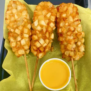 Potato Korean Corn Dogs with Nacho Cheese