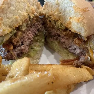 Macho Burger with fries