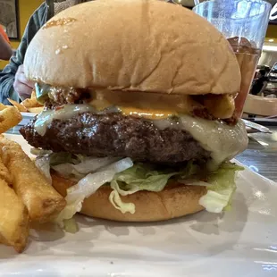 Macho Burger with fries