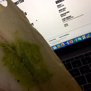 Notice the order confirmation on my computer screen...extra avocado spread? Yeah no.