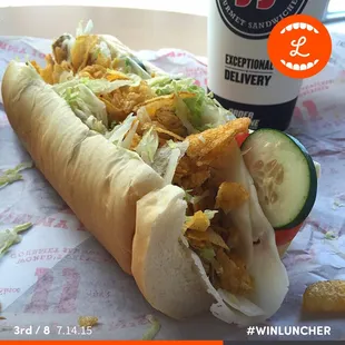 a hot dog and a drink