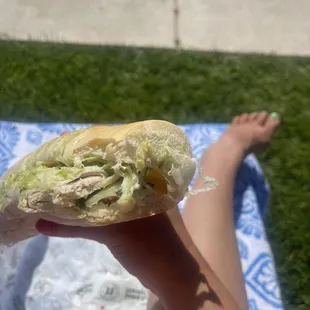 Beach Club - delivered by Jimmy John&apos;s and enjoying by the pool!