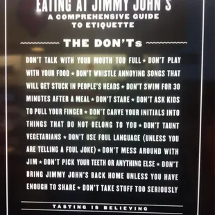 I love the signs posted on the walls.