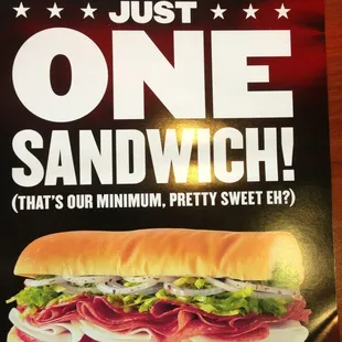 a sign for a sandwich