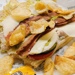 a sandwich and chips