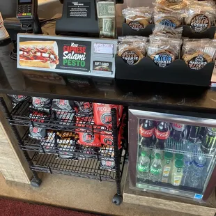 a display of food items