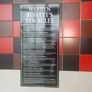 a menu on the wall
