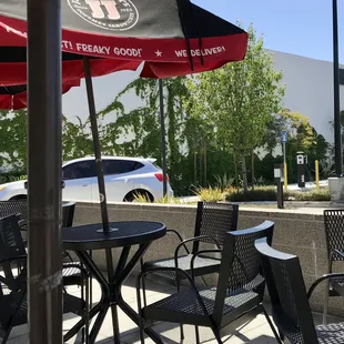 Comfortable and shaded patio.