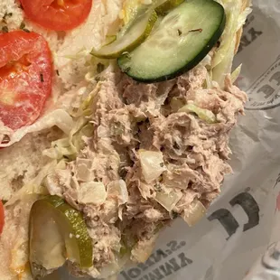 Unpleasant tuna sandwich.