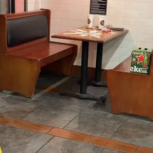 This is the table the employees were sitting at playing card's instead of making the online orders.