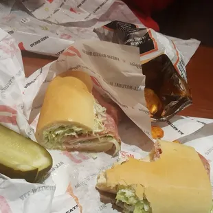 VITO original sub, bar b q chips, pickle and drink!