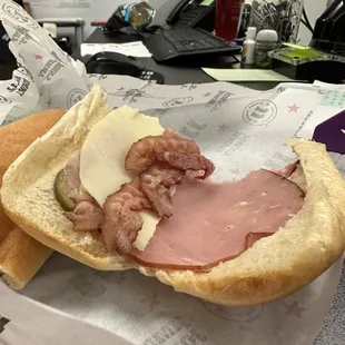 a ham and cheese sandwich