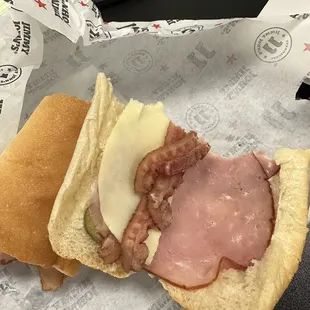 a ham and cheese sandwich
