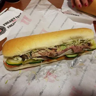 The Giant #2 Big John with all veggies added. This is 9" of the 18" sandwich! ($14.07)
