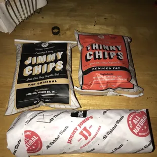 a bag of chips and a bag of chips